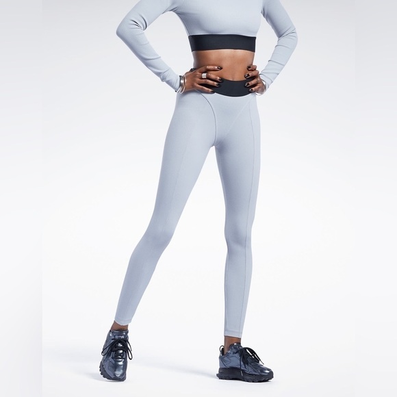 NEW Reebok Cardi B Thick Rib Tights GRAY HC5280 training pants Women’s Medium - Picture 1 of 11